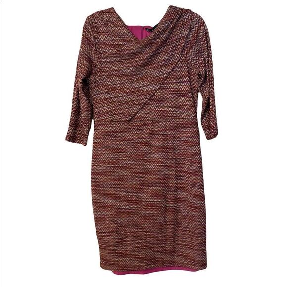 NWT Chetta B Woman’s Plus Geometric Print 3/4 Sleeves Dress - Picture 1 of 4